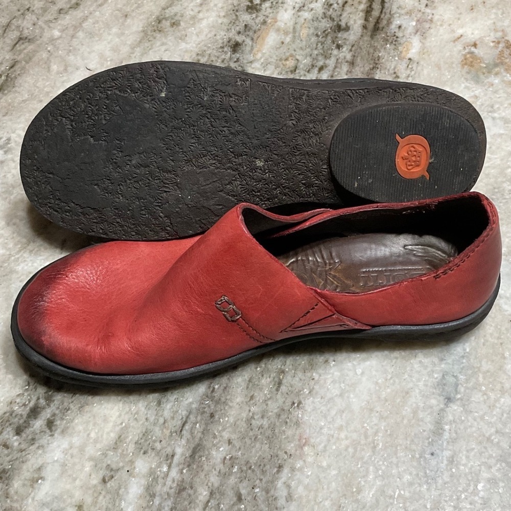 Born Loafers Women 7.5 Red Leather Slip On Comfort Shoes B66805 - Picture 3 of 9